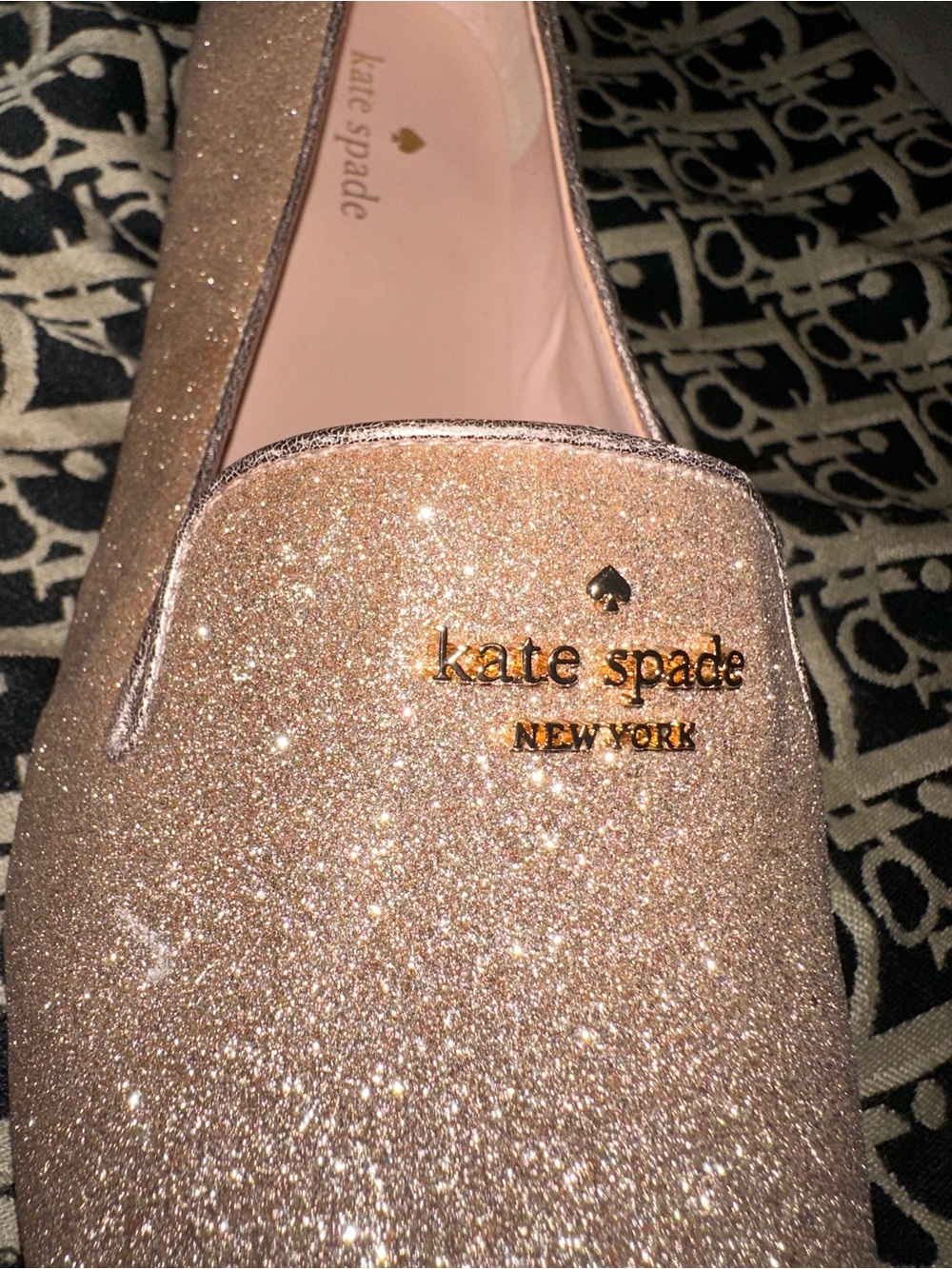 kate spade Rose Gold Glitter Slip-On Loafer